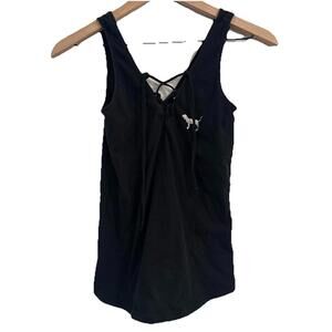Victorias Secret Pink Tank Top Women’s Size XS Lace Up Black Logo Y2K